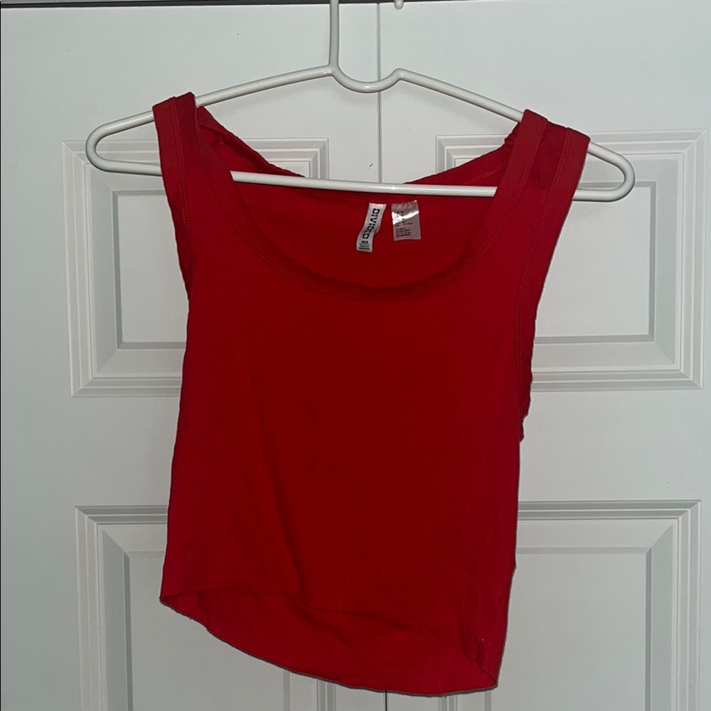 H&M Red Fitted Crop Tank Top